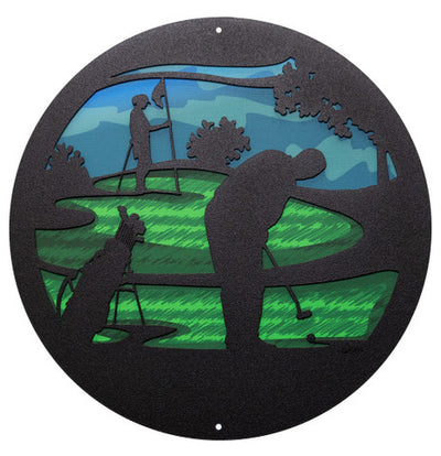 PGA Golfer Round Metal Wall Art / with Backer Plate