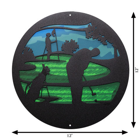 PGA Golfer Round Metal Wall Art / with Backer Plate