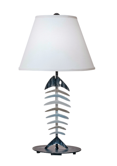 Weathered Nautical Navy Bone Fish Table Lamp w/Shade