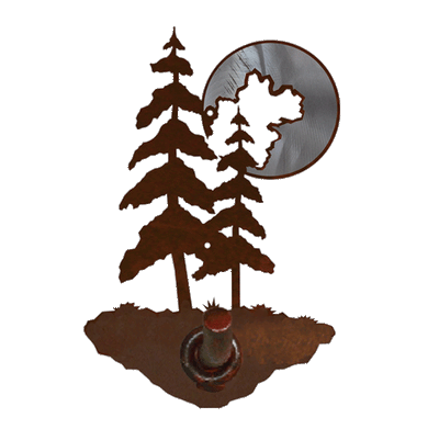 Burnished Double Pine Tree with Moon Robe Hook