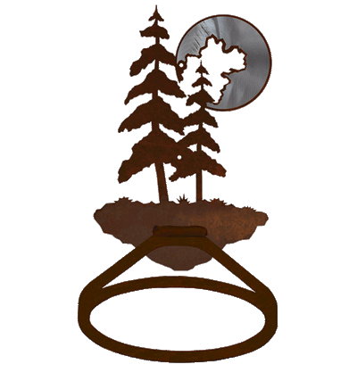 Burnished Double Pine Tree with Moon Towel Ring