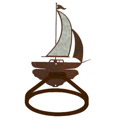 Burnished Sailboat Design Towel Ring