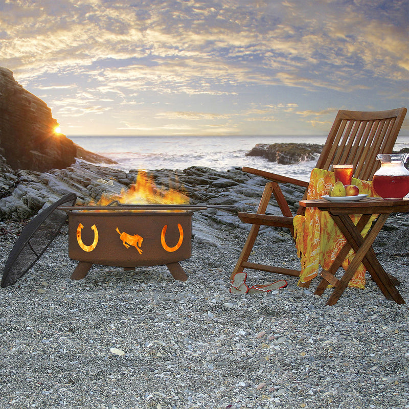Patina Products Horseshoe Design Outdoor Fire Pit