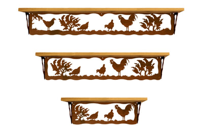 Rooster Design Metal Wall Shelf