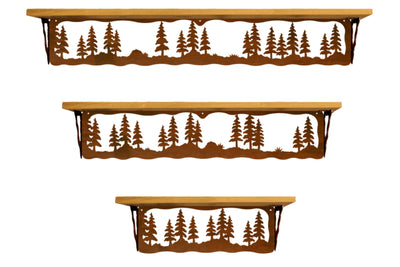 Pine Forest Design Metal Wall Shelf