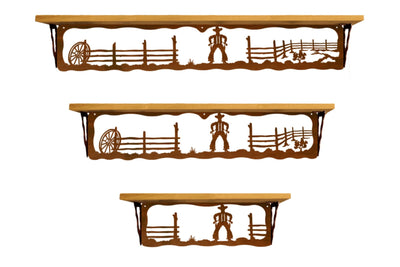 Cowboy Design Metal Wall Shelf