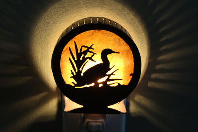 Round Duck / Loon with Cattails Nightlight