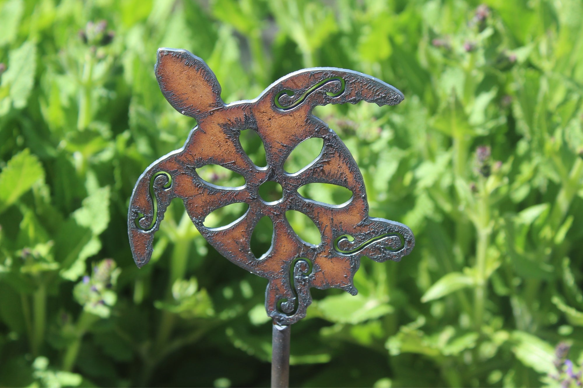 metal plant hanger stake Sea Turtle Nautical Metal Plant Stake