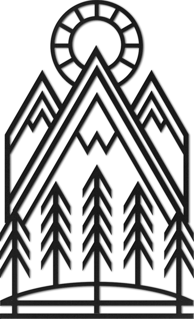 Mountain Sun Abstract Metal Wall Art / Black Powder Coat