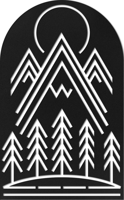 Mountain Moon Abstract Metal Wall Art / Black Powder Coat