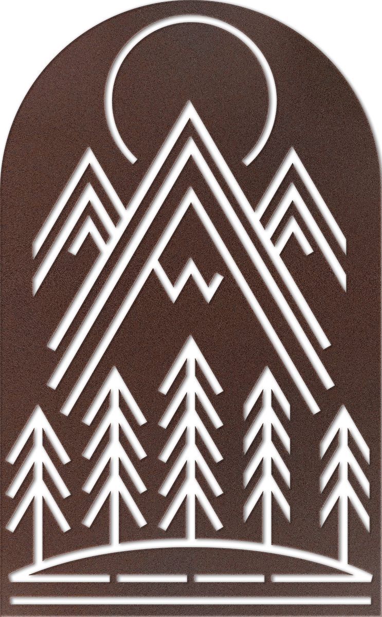 Mountain Moon Abstract Metal Wall Art / Rust Powder Coat