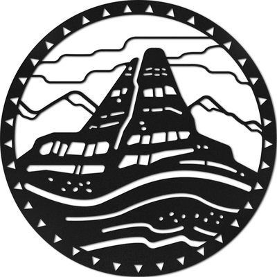 Southwest Mountain Metal Round Wall Art / Black Powder Coat