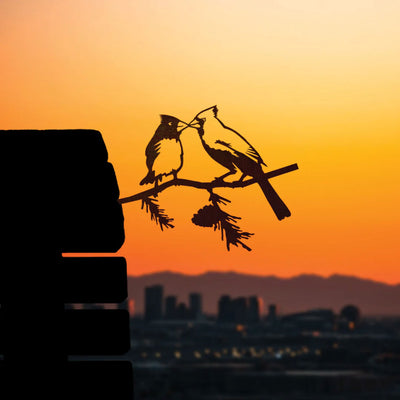 Kissing Cardinal Metal Bird Tree Silhouette