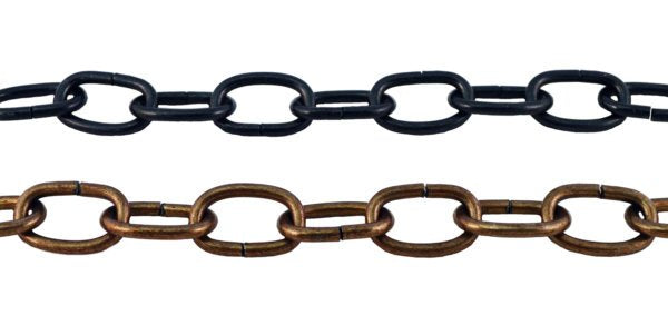 Antique Brass and Black chain for our Antler Reproduction and Wagon Wheel chandeliers.