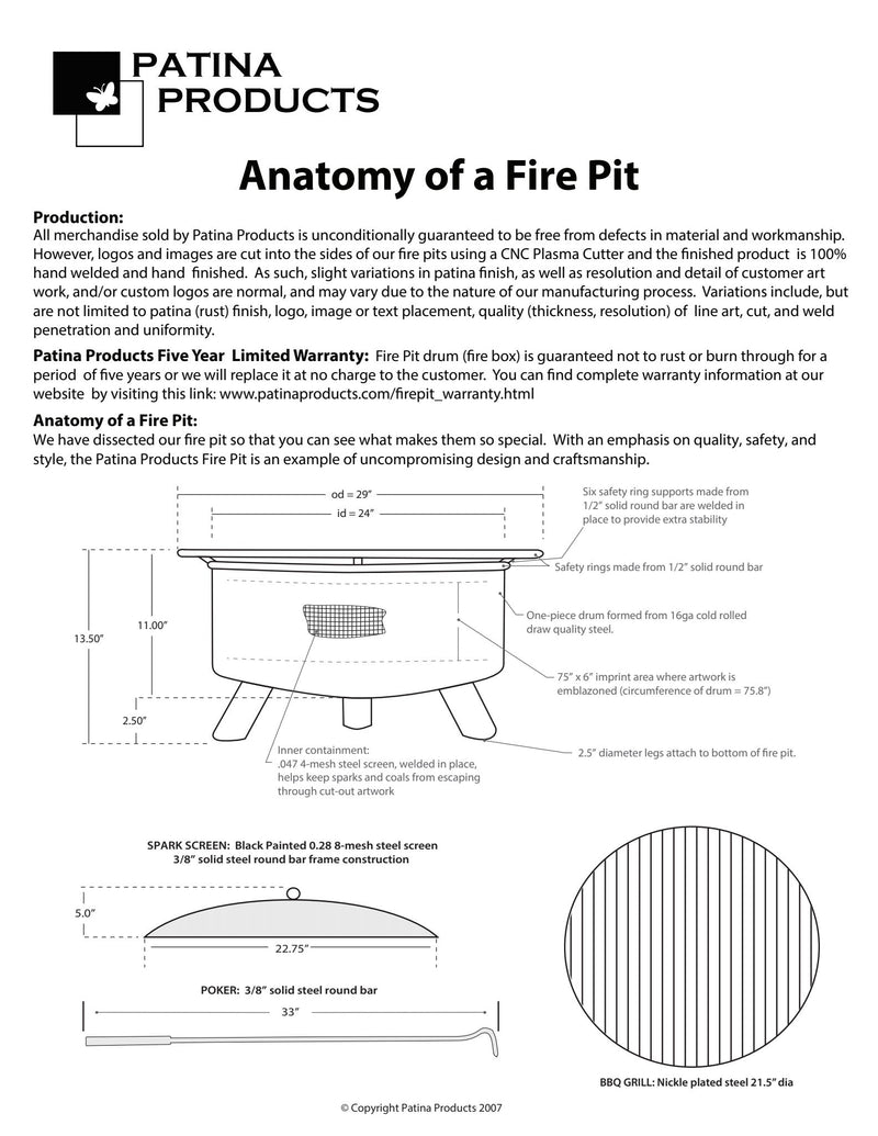 Patina Products Horseshoe Design Outdoor Fire Pit