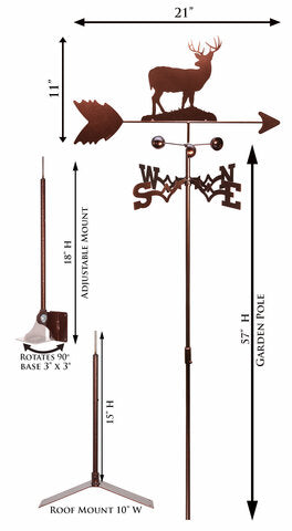 Buck Deer Weathervane product dimensions.