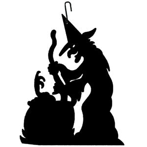 Halloween Witch with Cauldron Hanging Silhouette