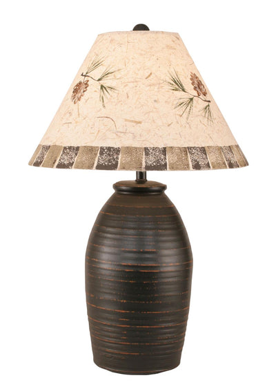 Distressed Ginger Jar Black Table Lamp / Pinecone Shade