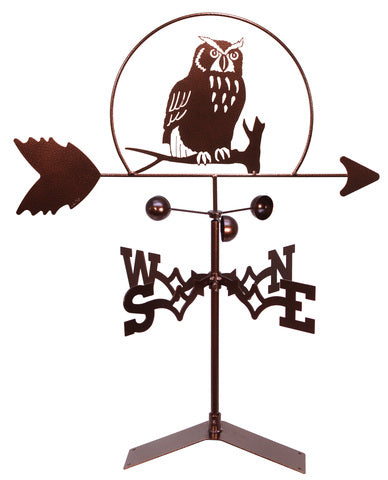 Owl Design Metal Weathervane with Roof Mount