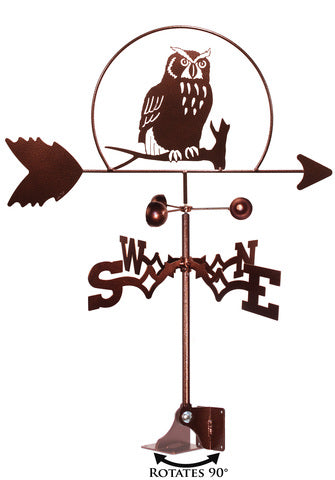 Owl Design Metal Weathervane with Adjustable Mount.
