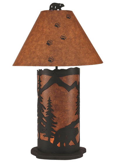 Bear with Pine Tree Design Large Table Lamp with Nightlight