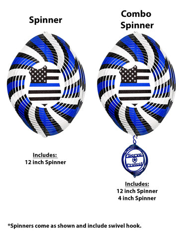 Police Back the Blue Garden Metal Wind Spinner