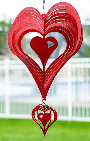 Heart Valentine Design Metal Wind Spinner Combo