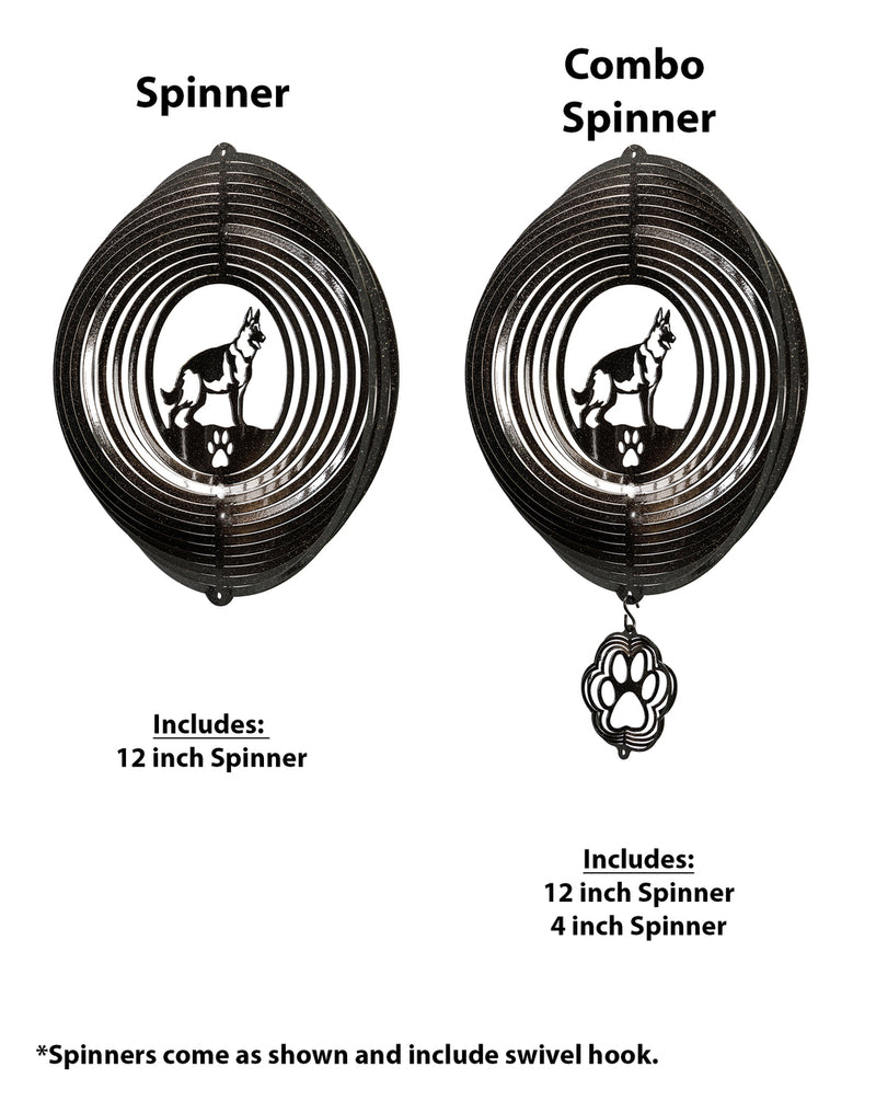 German Shepherd Dog Metal Garden Wind Spinner
