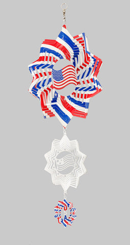 American Flag Metal Wind Spinner