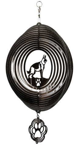 German Shepherd Dog Metal Garden Wind Spinner