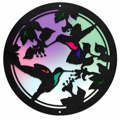 Hummingbird Round Metal Wall Art