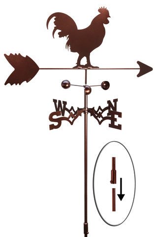 Farm Rooster Metal Weathervane with garden pole.