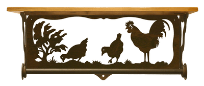 Rooster Design 20 Inch Hand Towel Bar Shelf