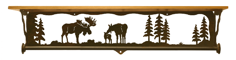Moose Family 34 Inch Towel Bar Shelf