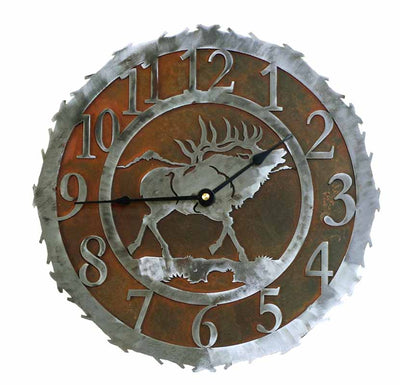 Bull Elk Design Metal Wall Clock