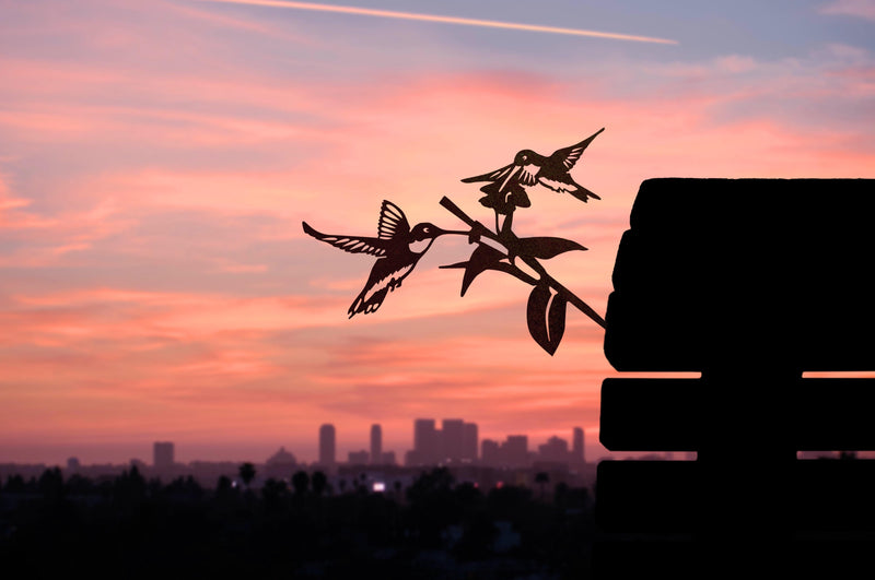 Double Humminbird Metal Bird Tree Silhouette