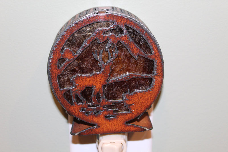 Round Buck Deer Scene Metal Nightlight