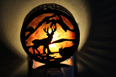 Round Buck Deer Scene Metal Nightlight