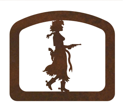 Pistol Cowgirl Metal Napkin Holder