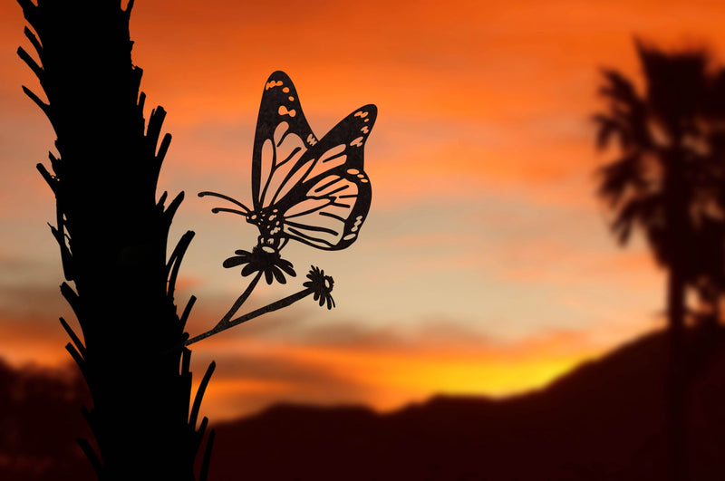 Monarch Butterfly Metal Tree Silhouette