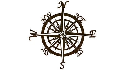 Compass Design 30 Inch Metal Wall Art