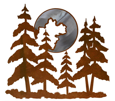 Pine Trees & Moon Burnished 19" Wall Art