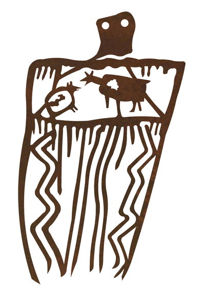 Barrier Canyon Hunter Petroglyph 42" Southwest Metal Wall Art