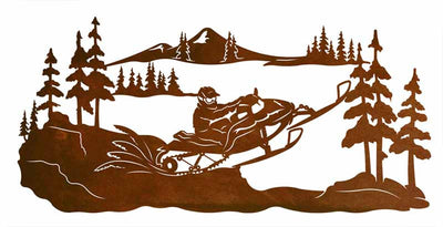 Snowmobiler Scenic 42" Metal Wall Art