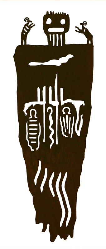 Barrier Canyon Ghost #2 Petroglyph 42" Southwest Metal Wall Art