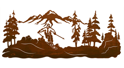 Skier Scenic 42" Metal Wall Art
