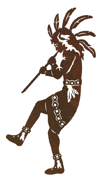 Native American Flute Player 42" Southwest Metal Wall Art