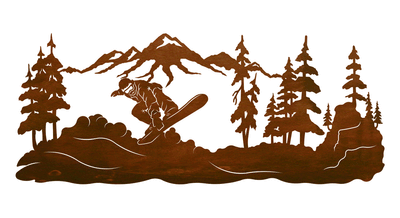 Snowboarder Scenic 42" Metal Wall Art