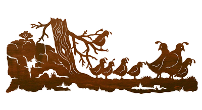 Quail Family 42" Metal Wall Art