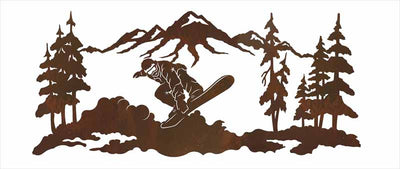 Snowboarder Scenic 57 Inch Metal Wall Art